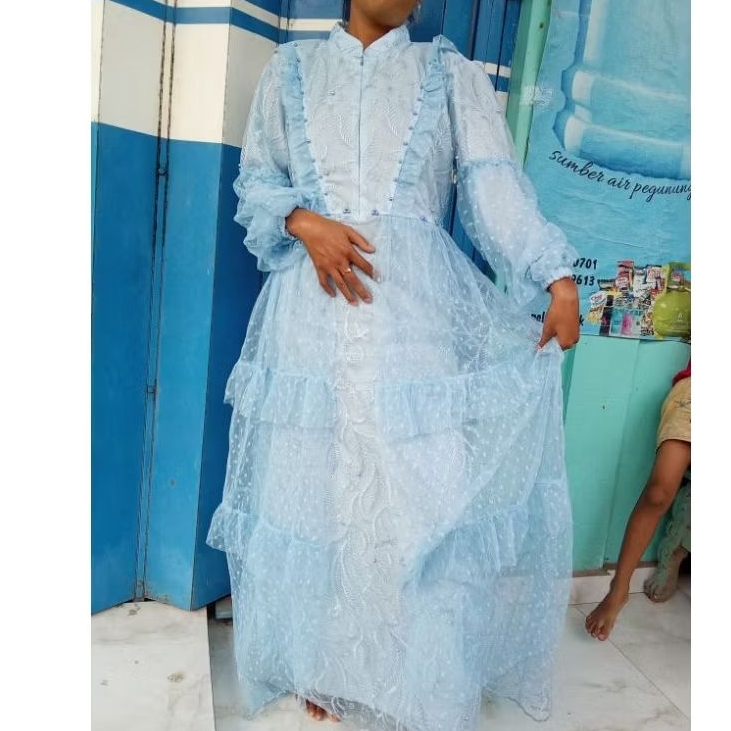 gamis lebaran mewah ld 108, gamis brokat , brokat tile