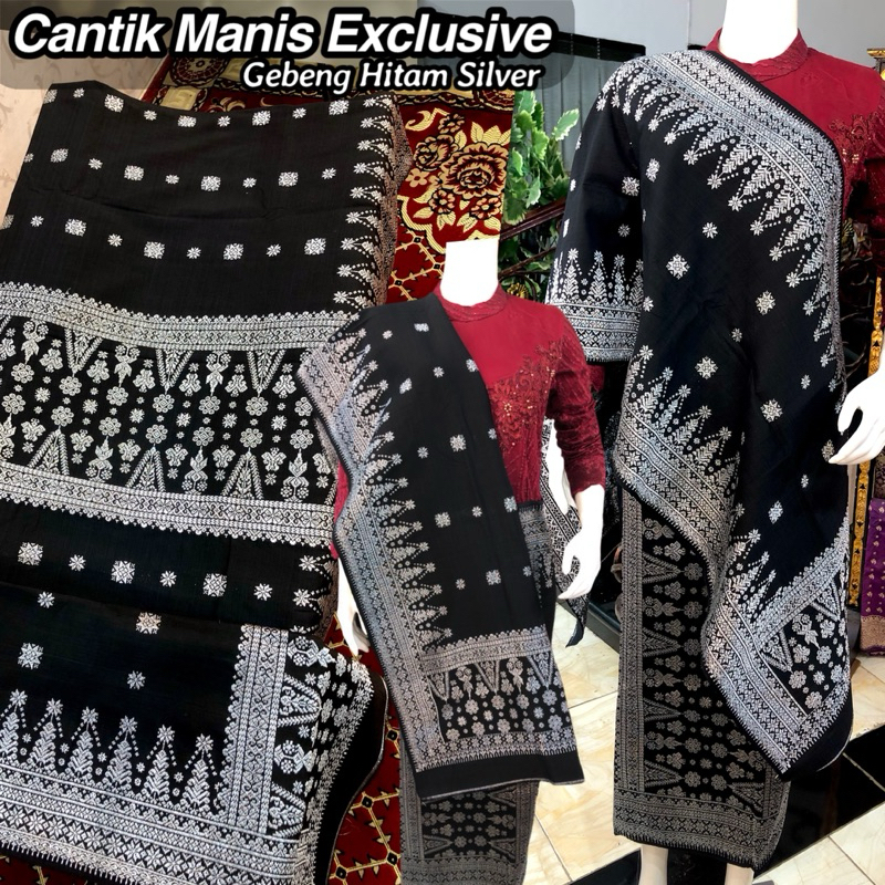 Songket Cantik Manis Exclusive Gebeng Hitam Silver /songket tenun asli palembang /ilham songket pale