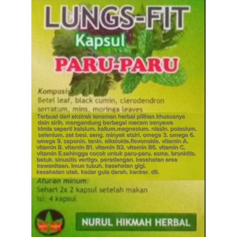 

Lungs-Fit Kapsul Herbal Penyakit Paru paru