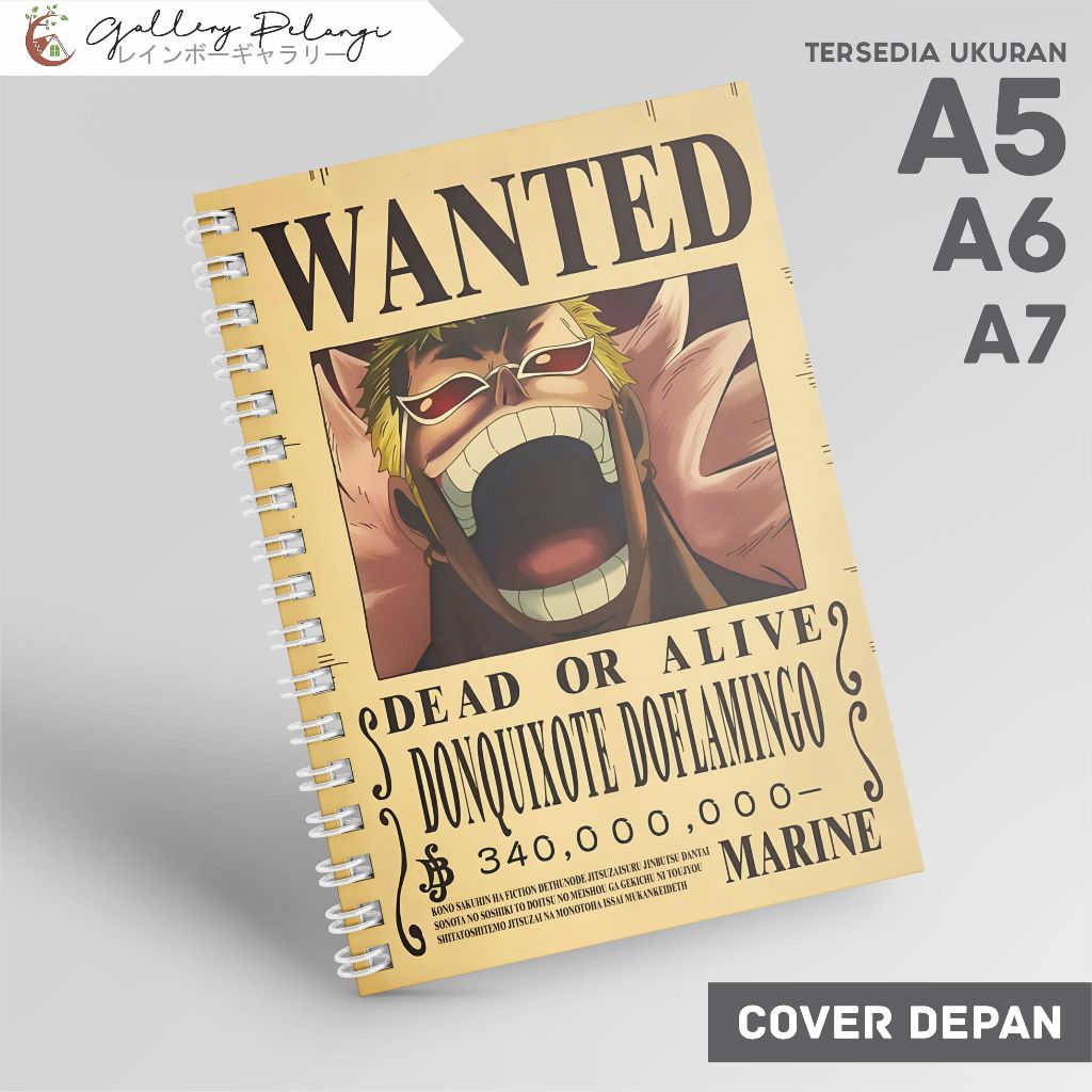 Notebook Spiral A5 A6 A7 Japan Anime One Piece doflamingo bounty Doflamingo Bounty