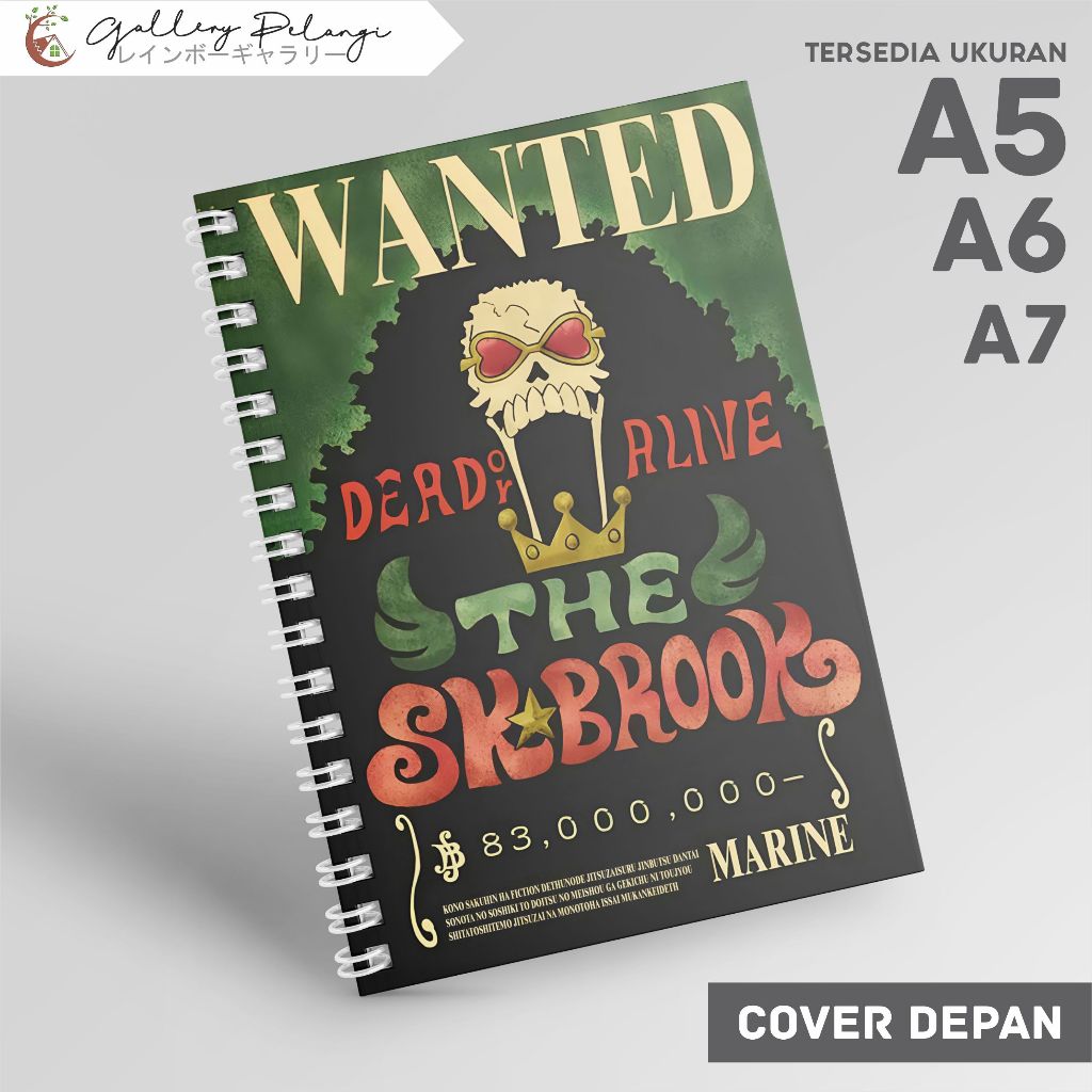 

Notebook Spiral A5 A6 A7 Japan Anime One Piece brook bounty Brook Bounty