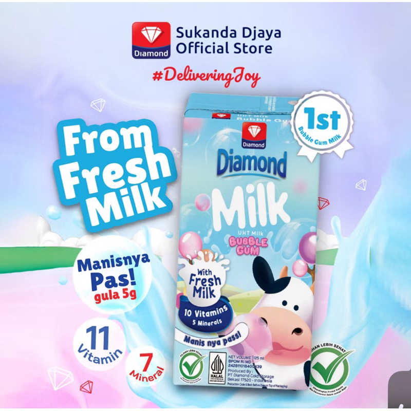 

Diamond UHT Milk Bubble Gum 200ml