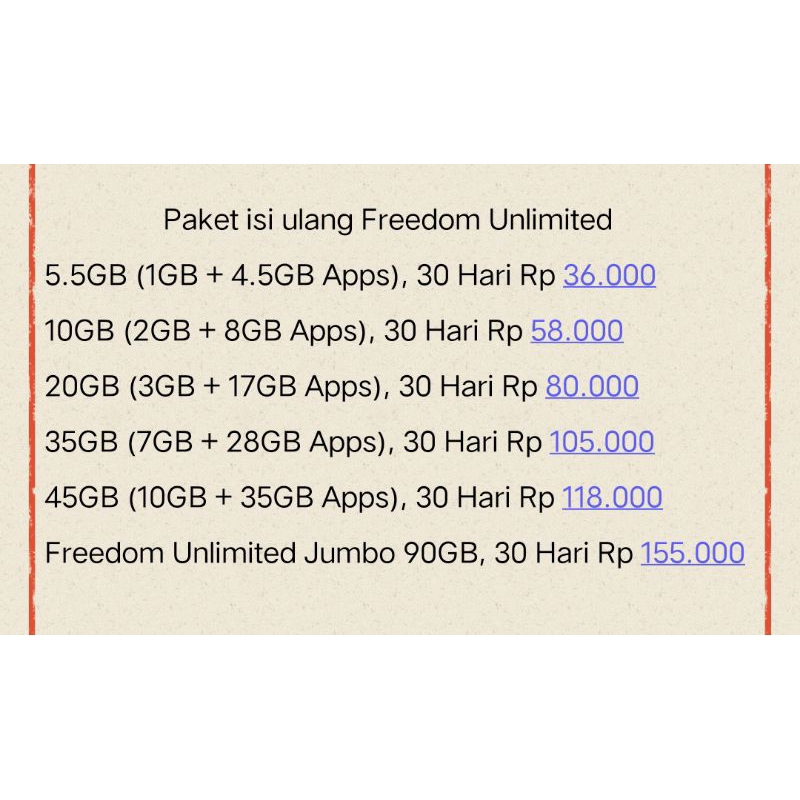 PAKET DATA ISI ULANG INDOSAT UNLIMITED