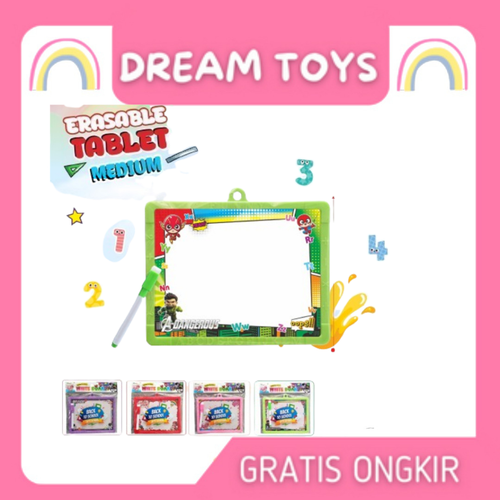 

Papan Tulis Karakter Anak - White Board Learning Kecil ERASER TABLET IE-02