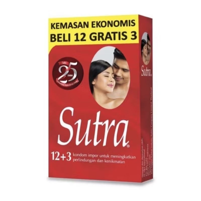 Kondom Sutra merah Classic 1box isi 12+3 privasi aman