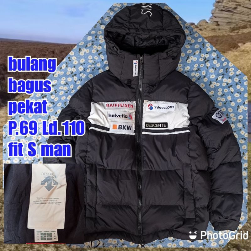 jaket gunung outdoor puffer gelembung tebal winter salju bulang bulu angsa descente hitam