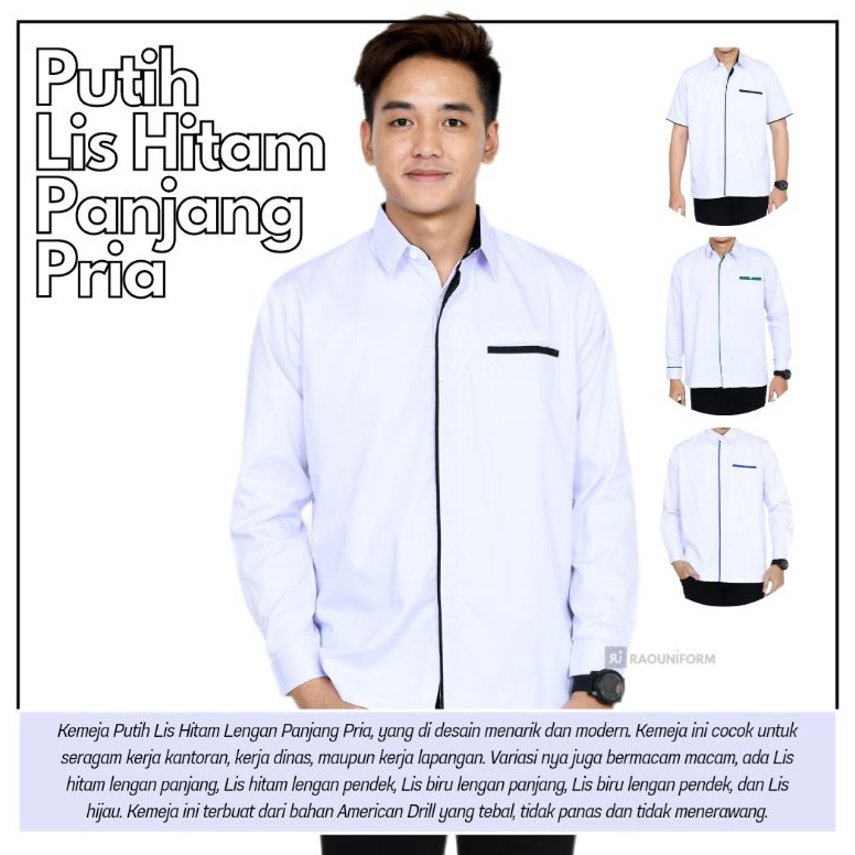 Baru Kemeja putih lengan panjang Baju kerja kantor karyawan pabrik komunitas comunity