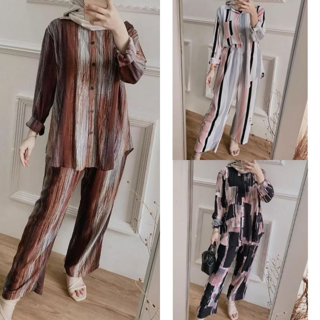 One Set Rayon Motif Premium - Daily Setelan Rayon Viscose Kekinian