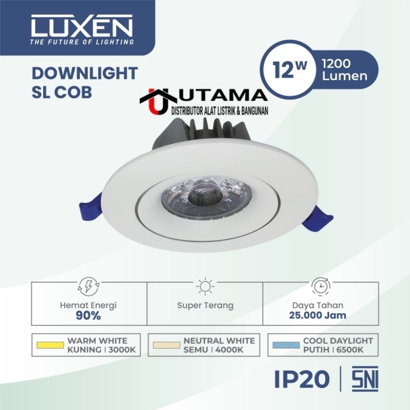 Luxen Downlight Spotlight LED COB 12 watt