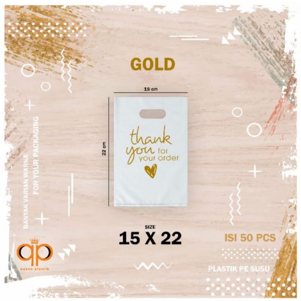 (isi 50pcs) UK 15x22 Kantong plastik pe motif thank you | Kantong plastik skincare | kantong plastik