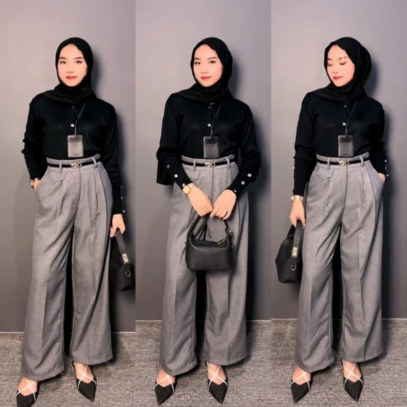 One Set Wanita / Cardigan Knit + Oro Pants Haighwaist / Setelan Wanita / Setelan Wanita Kekinian / O