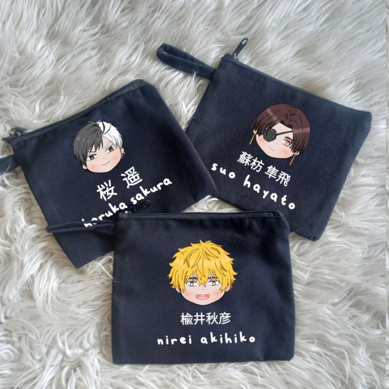 Pouch anime wind breaker tepak kanvas haruka sakura suo hayato nirei tempat penyimpanan aerbaguna an