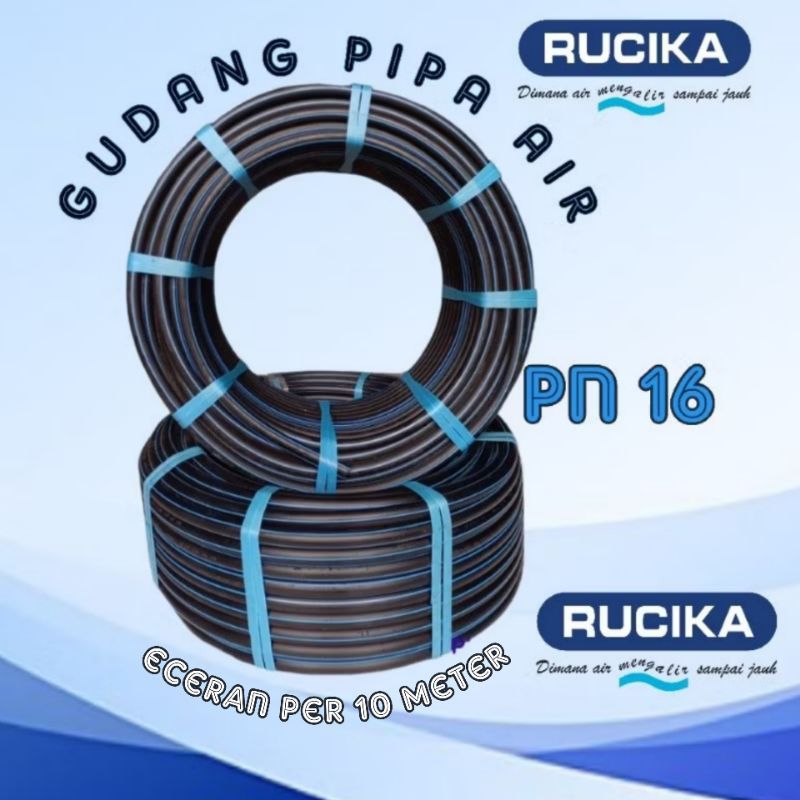 pipa hdpe rucika 1/2 inch pn 16 eceran per 10 meter