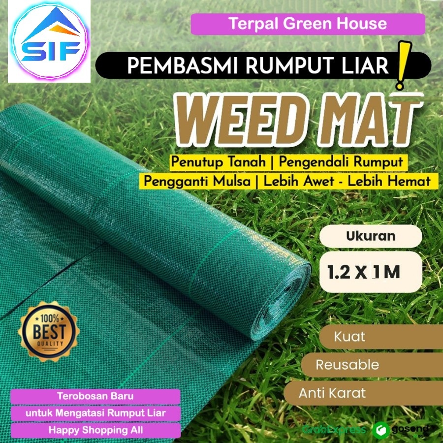Weedmat Anti Rumput Gulma Easy Grow Terpal Mulsa Alas Penutup Tanah Kebun Tanaman Anti UV Hijau Hita
