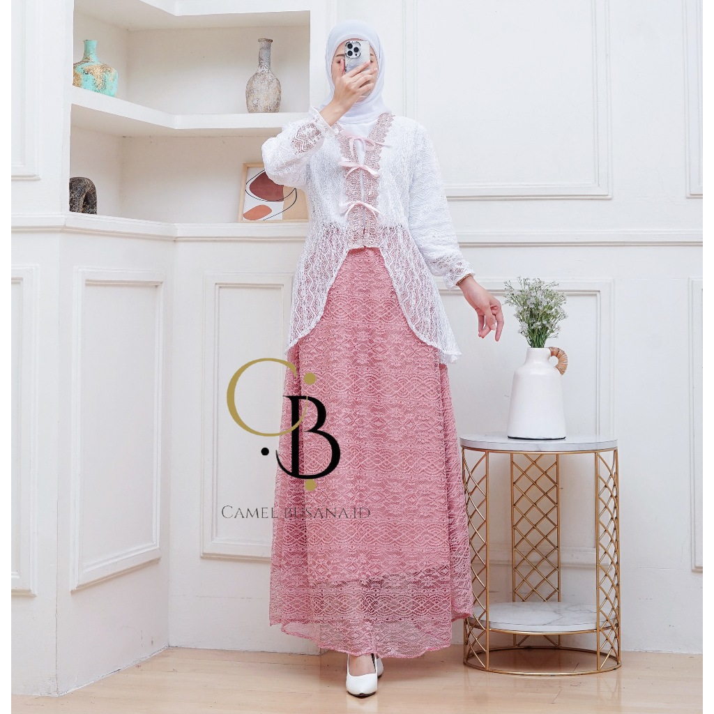 LIMITED Wiza Dres Set inner Outer Dan Rok Tutu Rok Brokat Camelbusana Gamis Muslim Wanita Lebaran