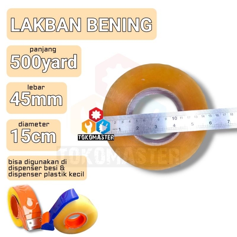 Lakban Bening Jumbo 2inch 45mm 500yard Plakban Besar Opp Tape  2" 300m 300meter full