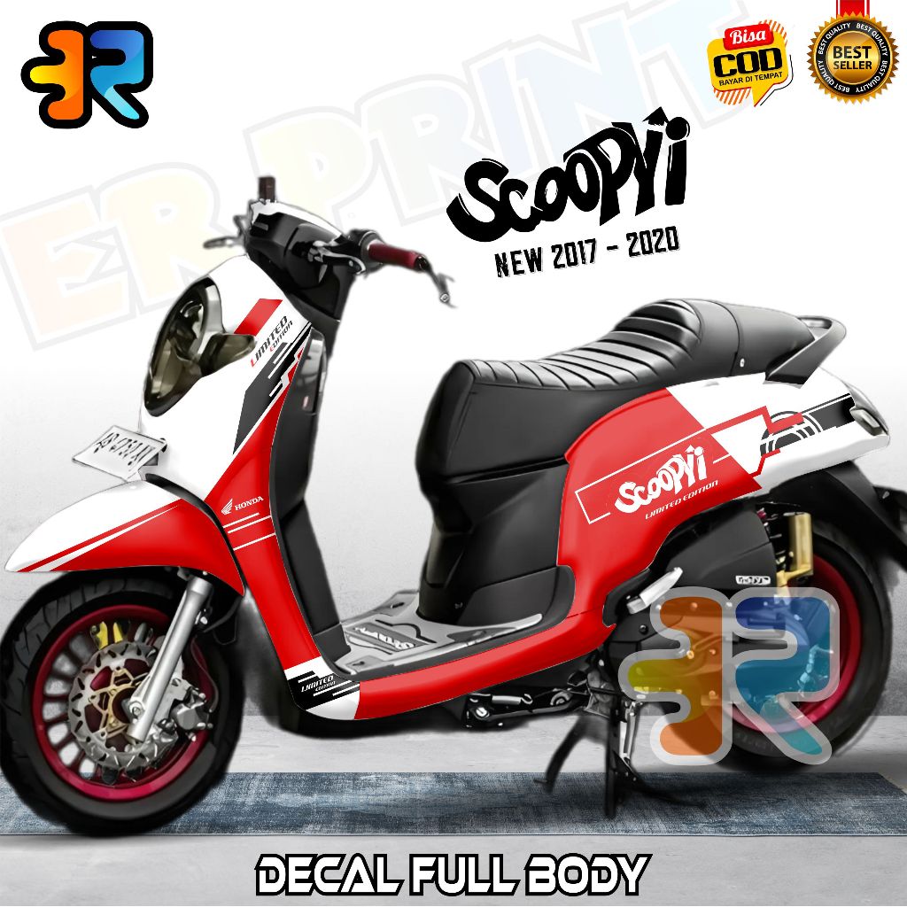 Decal Scoopy 2017 2020 Stiker Full Body Variasi Desain Merah Putih
