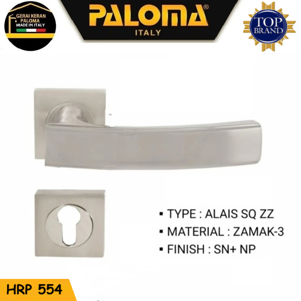 PALOMA HRP 554 Handle Pintu Rumah Kamar bahan Zamak Gagang Pintu Kamar mandi Warna Silver