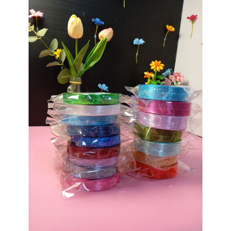 

(bukan grosir) [Aesthetic by fss.id] Pita Satin 1/2 inch atau 1,25cm per roll