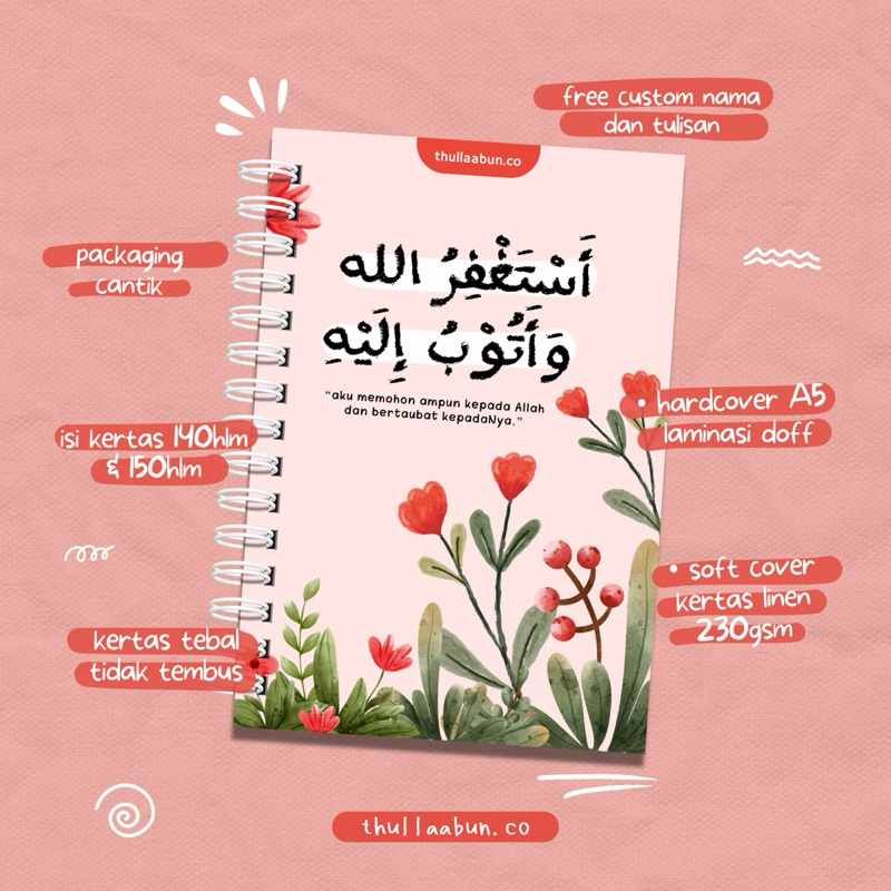

Dzikr | Notebook Spiral Custom | Hardcover | Softcover | Hadiah Muslimah