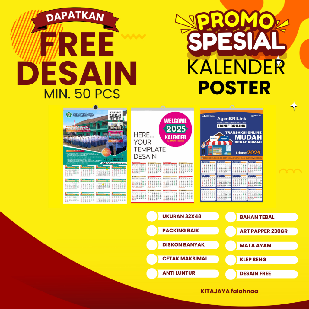 

Kalender Poster 2026 | Kalender 1 Lembar