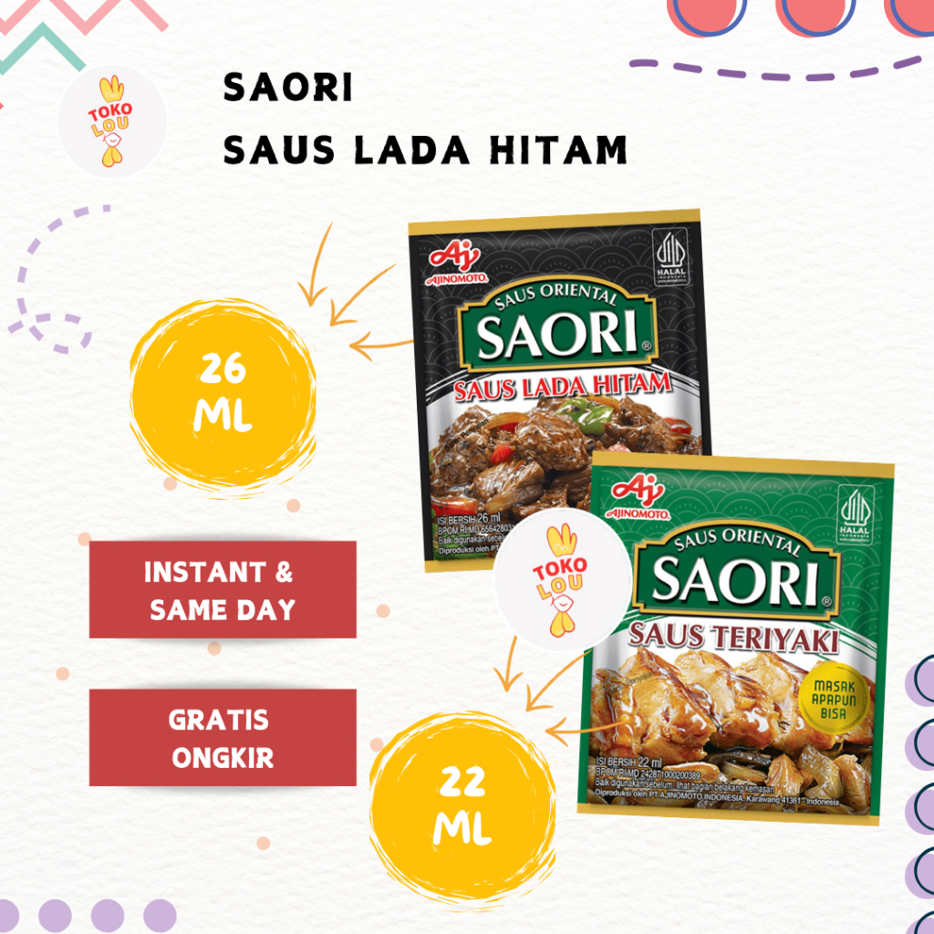 

[SATUAN] SAORI SAUS TERIYAKI 22ML & LADA HITAM 26ML