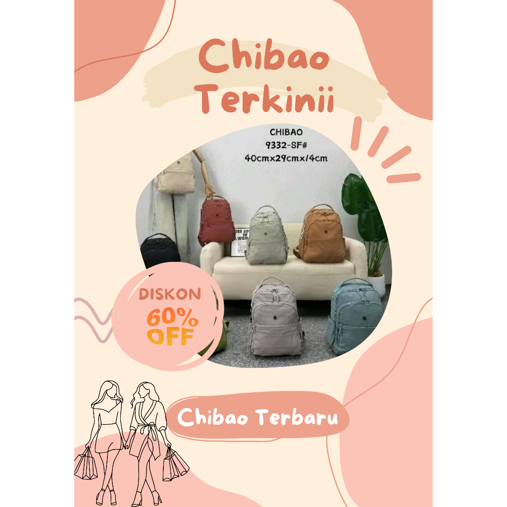 CHIBAO - Tas Ransel Sekolah 9332-SF Backpack Wanita Kerja