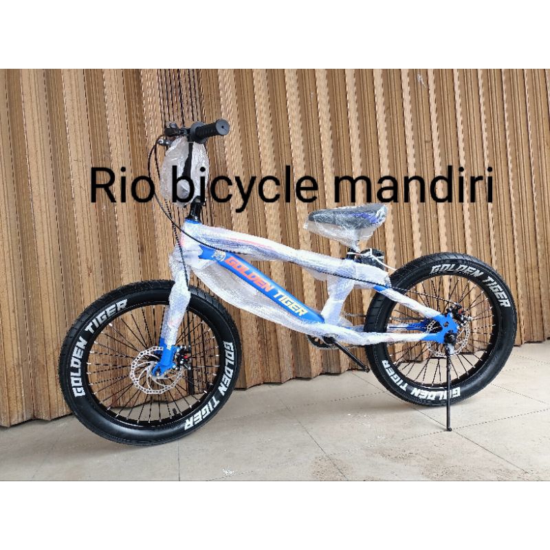 Sepeda bmx ring 20 mrek golden tiger rem double cakram ban besar (warna biru)