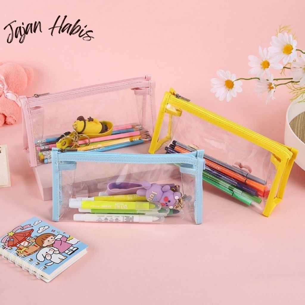

JABIS Kotak Pensil Transparan Multifungsi Minimalis Tempat Pensil Bening Kapasitas Besar Tas Penyimpanan Transparan Warna tas Makeup Mini Pouch Pencil Case Stationery Serbaguna Aesthetic