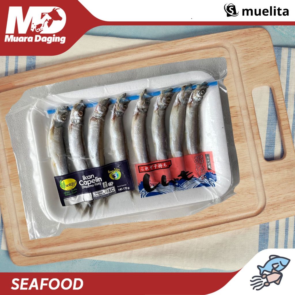 

MD Fish & Seafood IKAN SHISAMO (Capelin Fish) Beku 170 -180 Gr