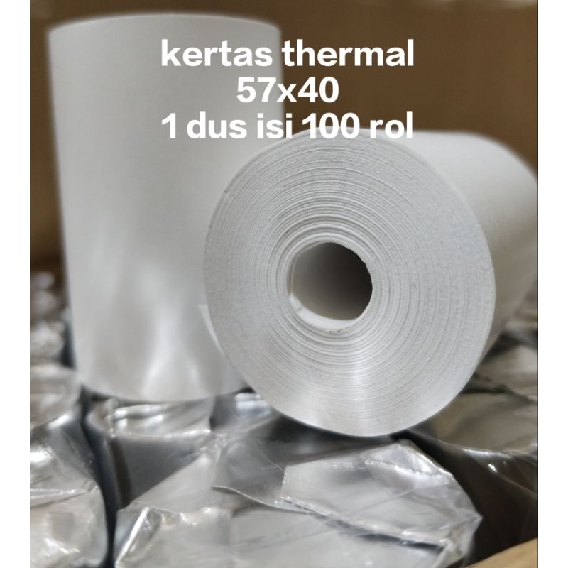 

kertas thermal 57x40 coreless 1 dus isi 100