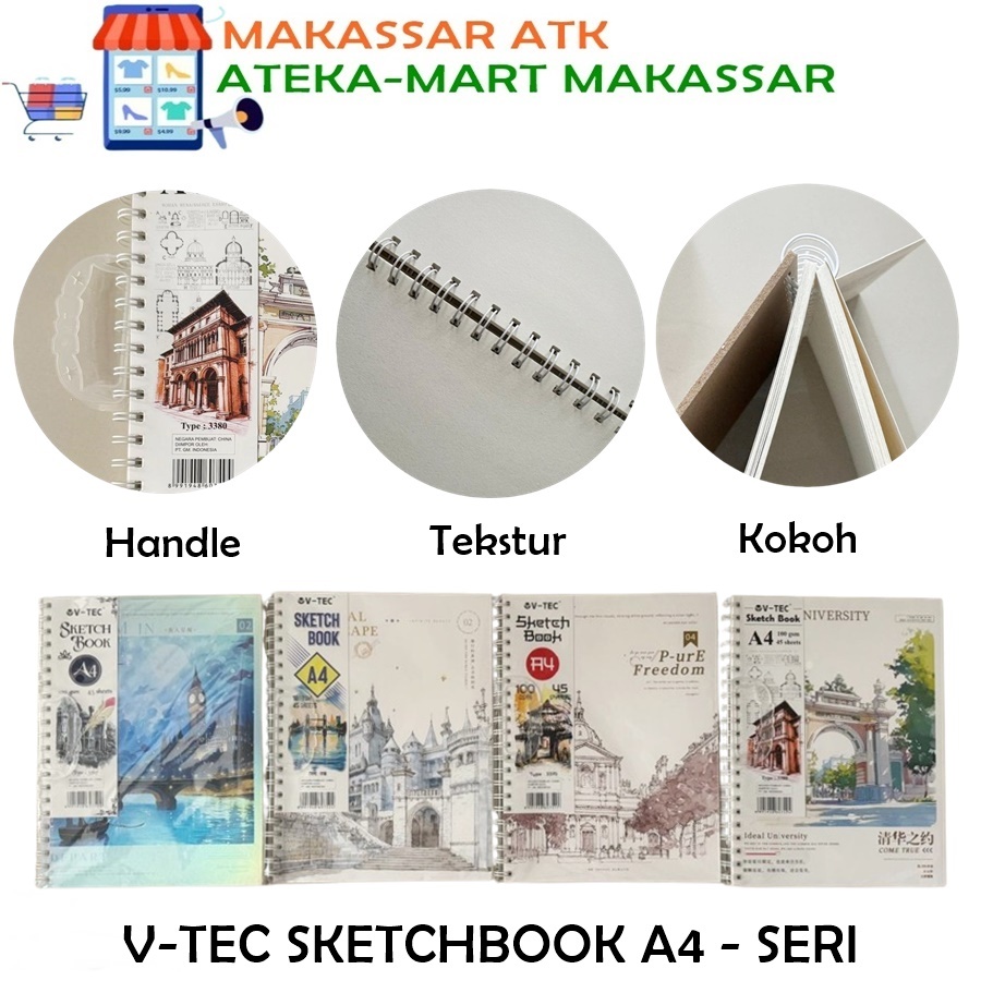 

[1 PCS] V-TEC SKETCHBOOK A4 - 3367 3375 3380 1118 BUKU GAMBAR SKETSA