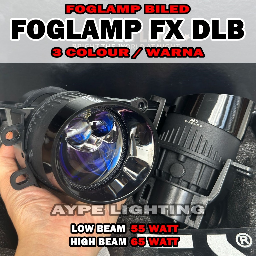 Foglamp Biled Led AES FX DLB 3 inch 65 Watt 3 Warna Led FogLight FX Double Low beam 3 Colour AES