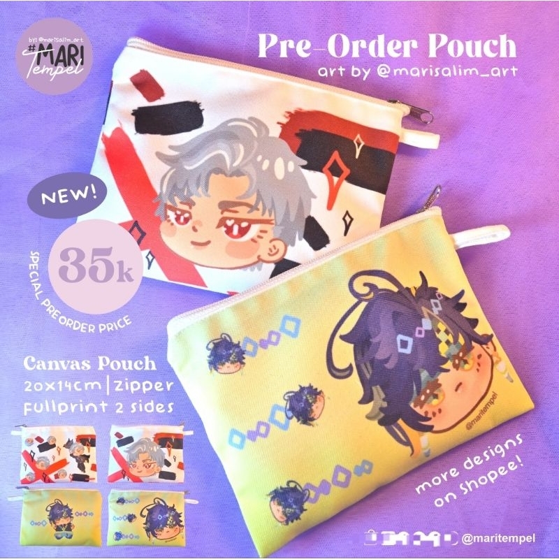 

Pouch Canvas Anime Love and Deepspace Genshin StarRail - Tempat Alat Tulis dan Makeup by Mari Tempel