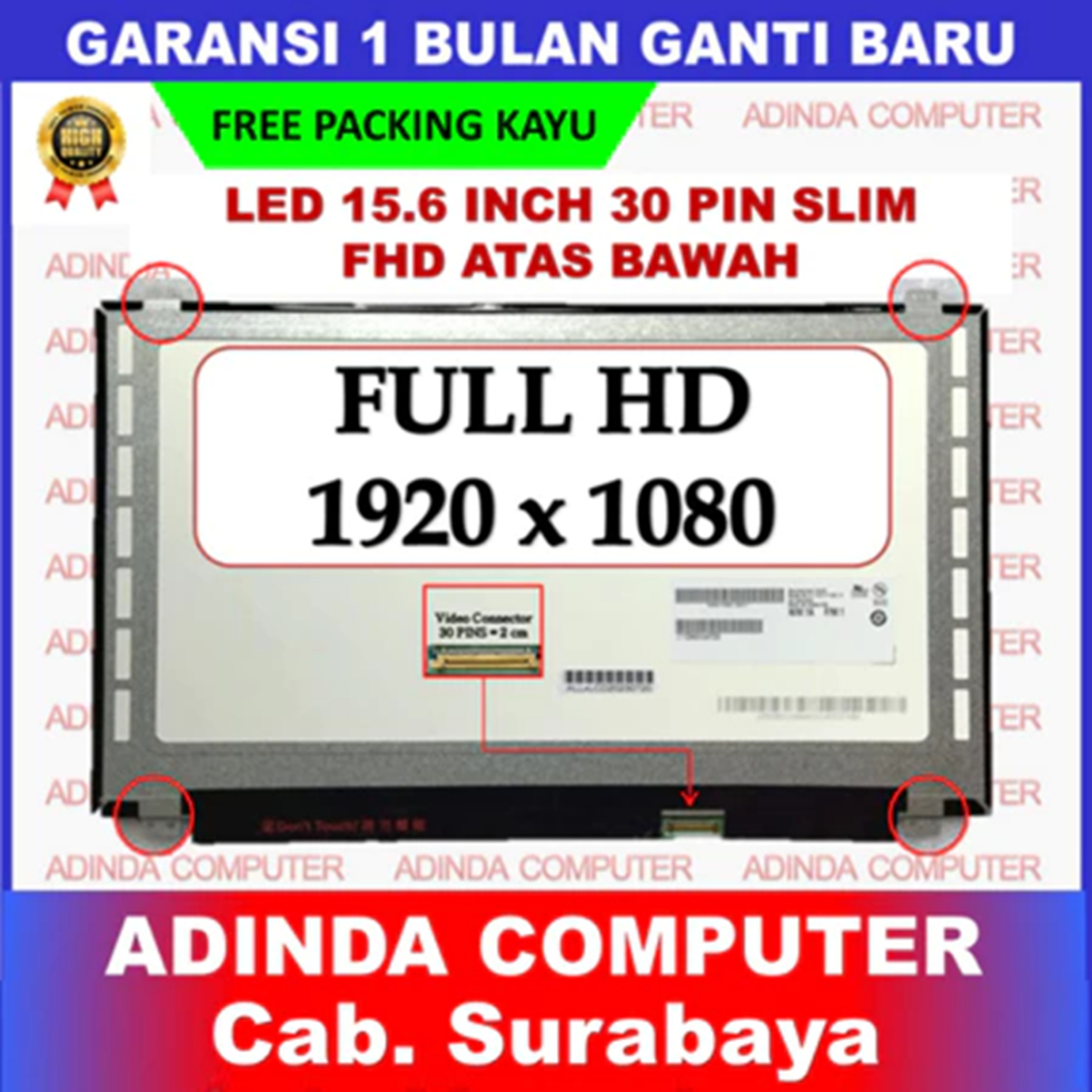LCD LED 15 Inch 15.6 Inch Slim FHD 30 pin AB Full HD