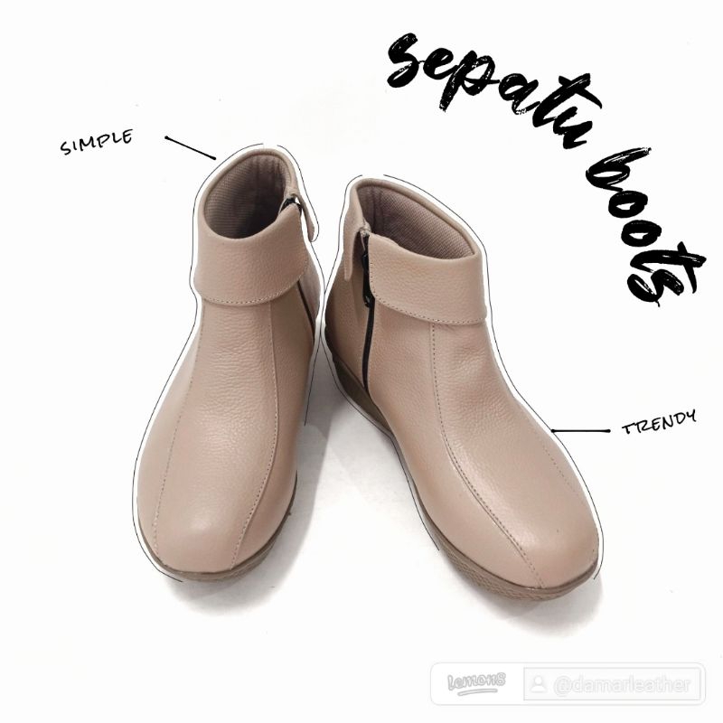 DM- Sepatu Boots Kayla Wanita Trendy Kulit Asli Garut