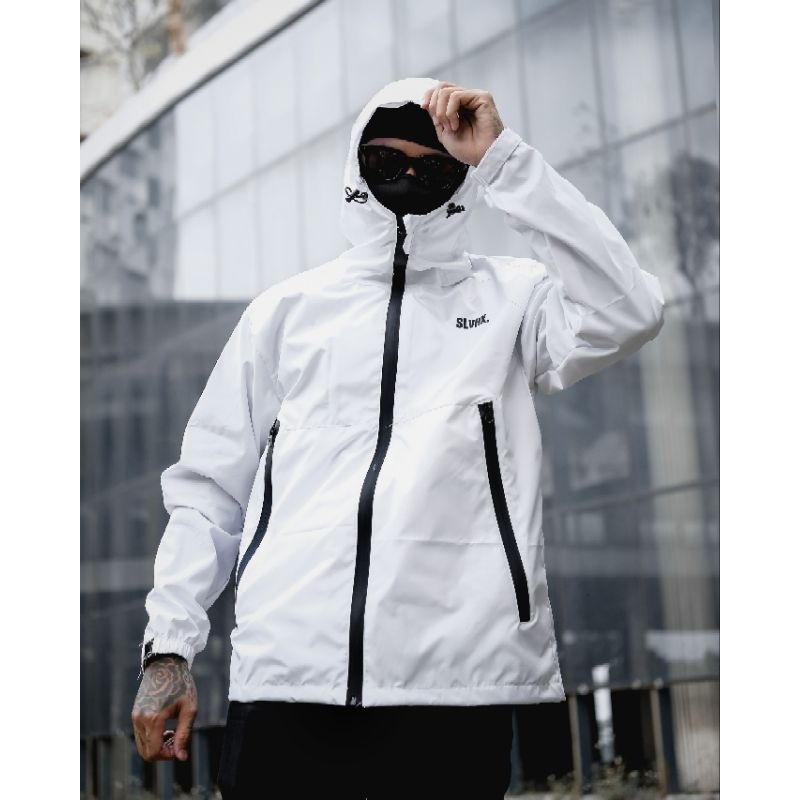 JACKET CASUAL Waterproof Pria/Wanita Jaket Parasut Tebal Putih Keren
