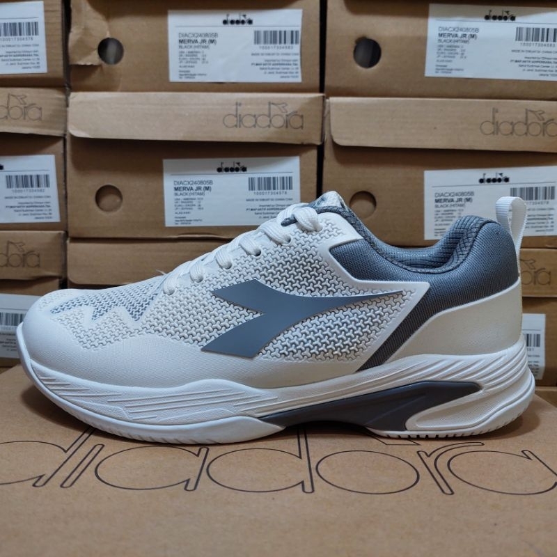 Sepatu Diadora Kuro Badminton/Tennis - White/Grey