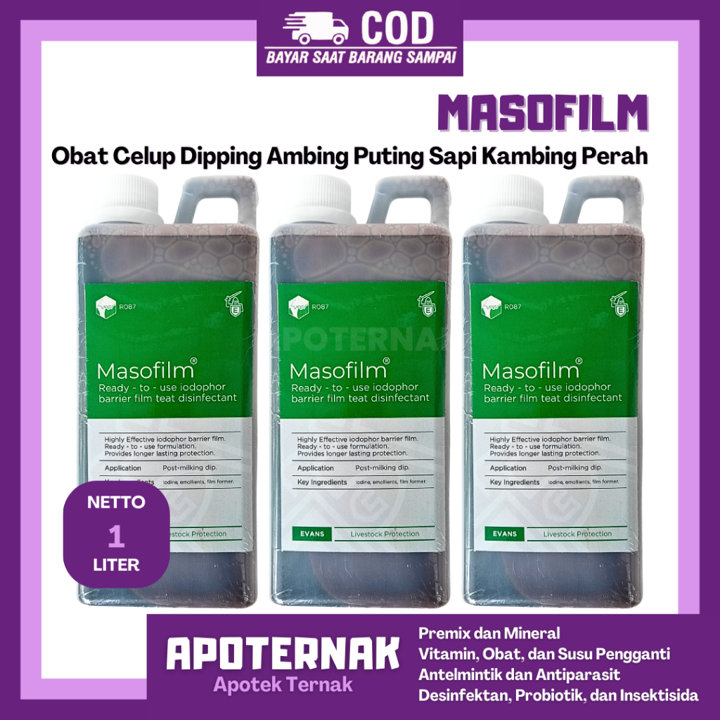 MASOFILM 1 LITER - Obat Celup Dipping Ambing Puting Sapi Kambing Perah