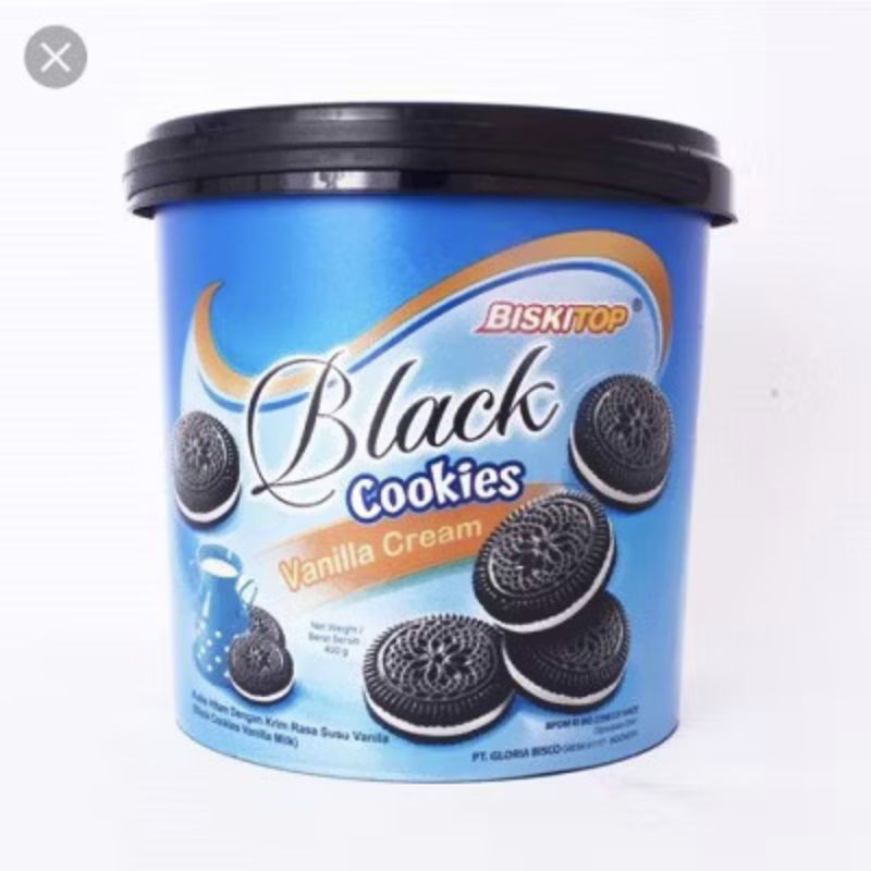 

BISKITOP Black Cookies Vanila Cream Timba 400gr - Biskuit lebaran