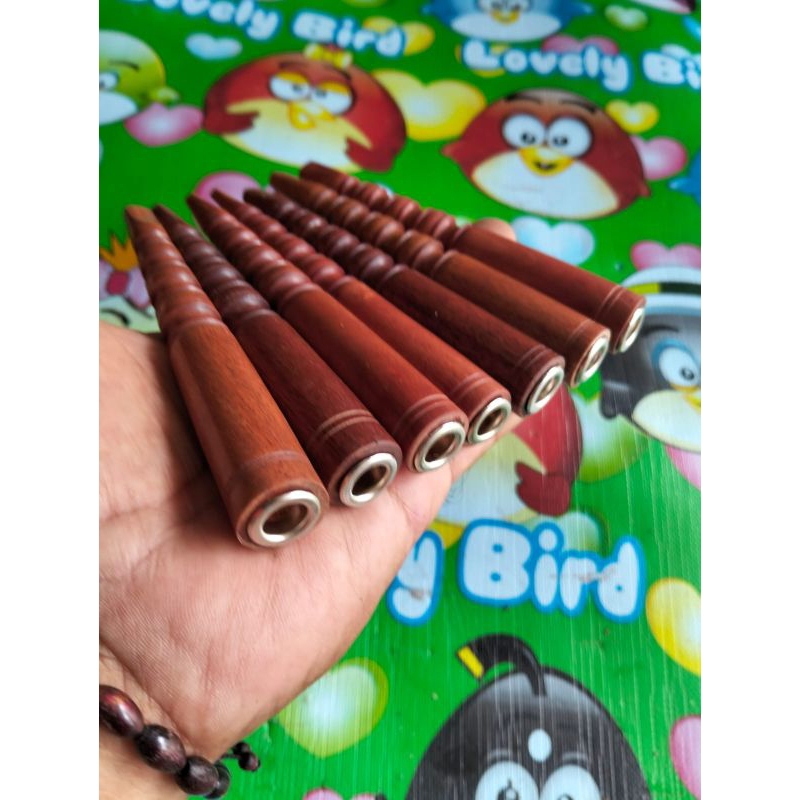 sedotan once pipa rokok kayu stigi motif lurus ukuran 12cm