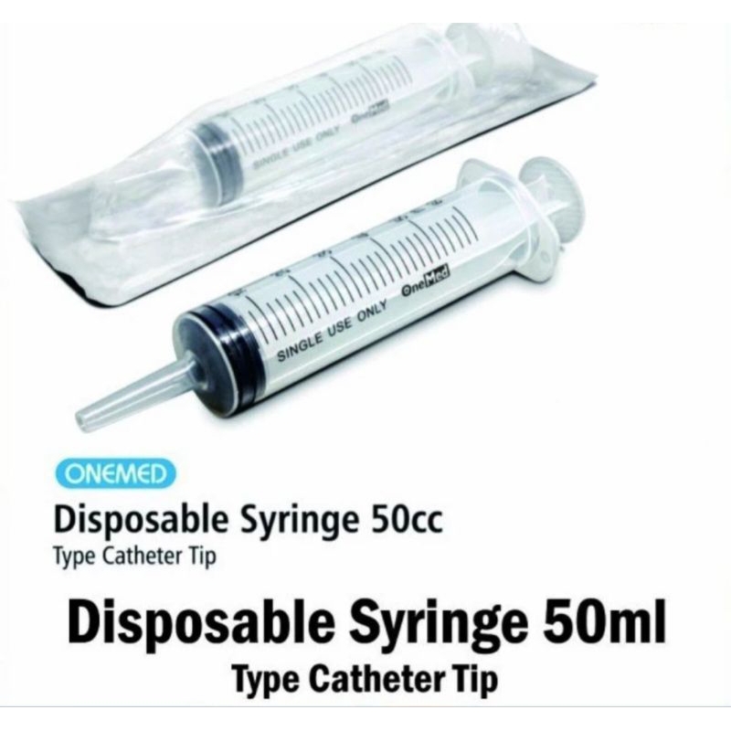 Spuit 50 cc Chateter Tip Onemed Syringe 50 cc Chateter Tip Suntikan  50 ml Lubang Tengah Refill  Tin