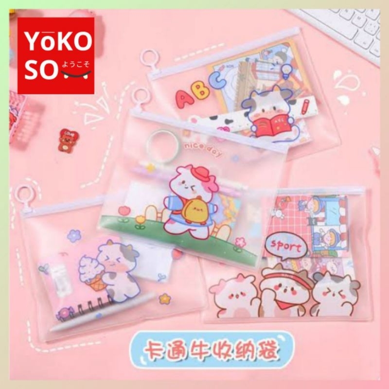 

YOKOSO S134 Zipper Bag Tempat Pensil Pouch Tas Kosmetik Transparan Cartoon Pencil