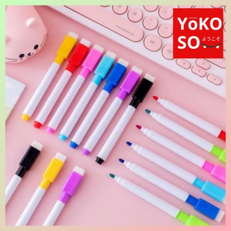 

YOKOSO S136 Spidol Mini Whiteboard Magnet Papan Tulis White Board Penghapus Warna-warni Wipe