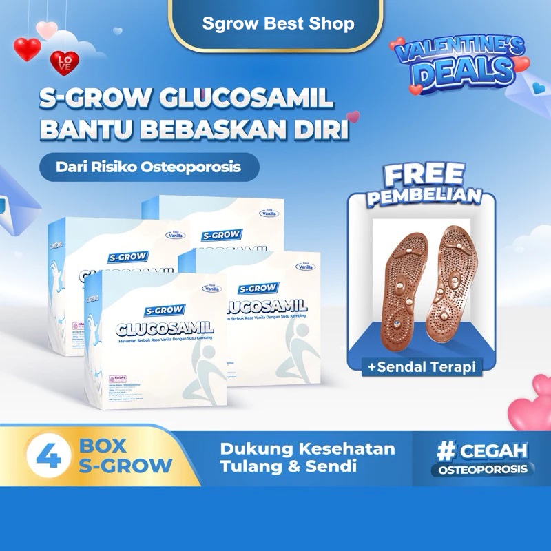 

S-GROW GLUCOSAMIL 4 BOX - Susu Bubuk Dewasa Rasa Vanila - Untuk Tulang dan Sendi