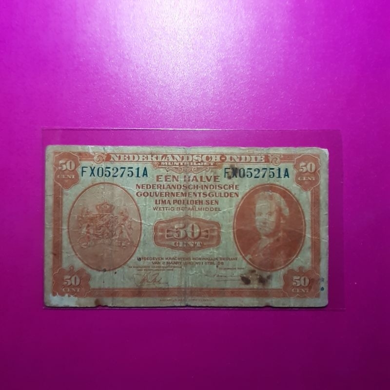 uang kuno 50 cent nica tahun 1943
