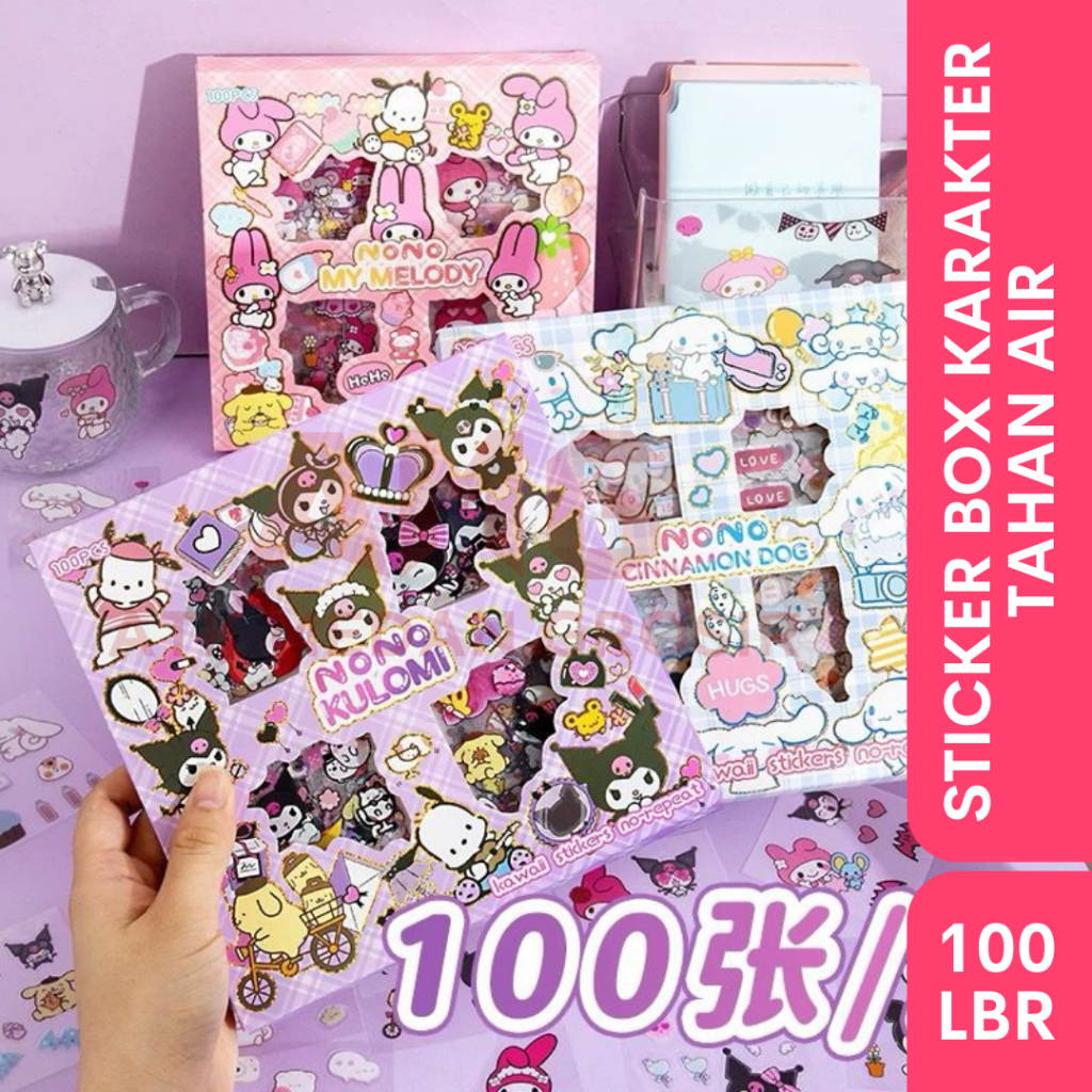 

STICKER BOX 100 LEMBAR KARAKTER SANRIO / LABUBU / MOMO / KARTUN BISA PILIH MOTIF