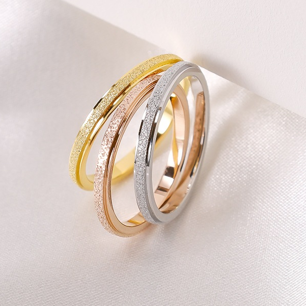 Adore - Cincin Titanium Wanita Pasir Tipis Elegan Sederhana Anti Karat Korea- 1010