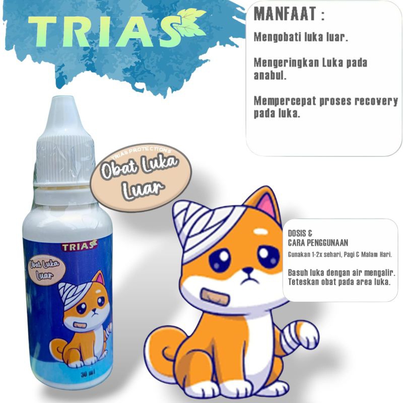 TRIAS Obat Luka Luar Anjing Kucing: Ampuh Sembuhkan Luka, Cepat Kering, Cegah Infeksi/Obat Luka Anji