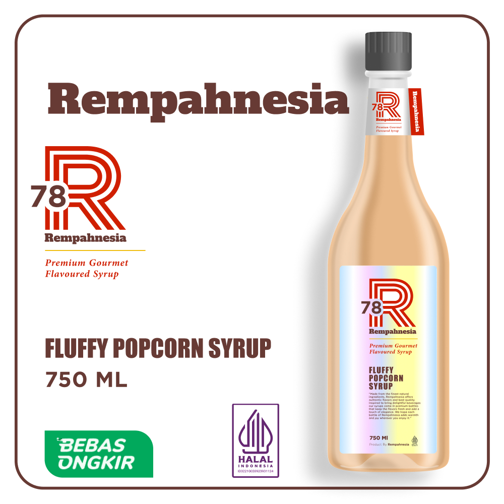 

Syrup Fluffy Popcorn / Sirup Rasa Fluffy Popcorn Premium 750ml / Rempahnesia Syrup